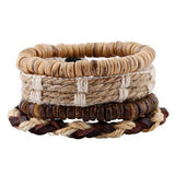 ZOSHI Fashion 4pcs 1 Set Punk Genuine Wrap Leather Bracelets Men For Women Charm Wood Beads Bracelets Cuff Jewelry Accessories
