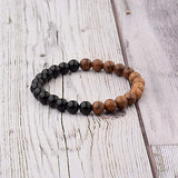 Amader 8mm New Natural Wood Beads Bracelets Men Black Ethinc Meditation White Bracelet Women Prayer Jewelry Yoga Bracelet Homme