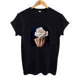 2019 SUMMER New Harajuku Aesthetics Tshirt Sexy Flowers Feather Print Short Sleeve Tops & Tees Fashion Casual Couple T Shirt