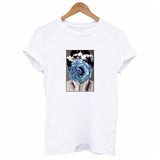 2019 SUMMER New Harajuku Aesthetics Tshirt Sexy Flowers Feather Print Short Sleeve Tops & Tees Fashion Casual Couple T Shirt