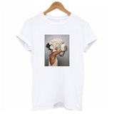 2019 SUMMER New Harajuku Aesthetics Tshirt Sexy Flowers Feather Print Short Sleeve Tops & Tees Fashion Casual Couple T Shirt