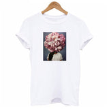 2019 SUMMER New Harajuku Aesthetics Tshirt Sexy Flowers Feather Print Short Sleeve Tops & Tees Fashion Casual Couple T Shirt