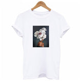 2019 SUMMER New Harajuku Aesthetics Tshirt Sexy Flowers Feather Print Short Sleeve Tops & Tees Fashion Casual Couple T Shirt