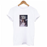 2019 SUMMER New Harajuku Aesthetics Tshirt Sexy Flowers Feather Print Short Sleeve Tops & Tees Fashion Casual Couple T Shirt