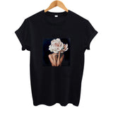 2019 SUMMER New Harajuku Aesthetics Tshirt Sexy Flowers Feather Print Short Sleeve Tops & Tees Fashion Casual Couple T Shirt
