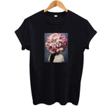 2019 SUMMER New Harajuku Aesthetics Tshirt Sexy Flowers Feather Print Short Sleeve Tops & Tees Fashion Casual Couple T Shirt