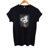 2019 SUMMER New Harajuku Aesthetics Tshirt Sexy Flowers Feather Print Short Sleeve Tops & Tees Fashion Casual Couple T Shirt