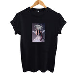 2019 SUMMER New Harajuku Aesthetics Tshirt Sexy Flowers Feather Print Short Sleeve Tops & Tees Fashion Casual Couple T Shirt