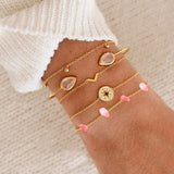 30 Styles Mix Lotus Shell Turtle Heart Wave LOVE Crystal Marble Stone Bracelets for Women Boho Tassel Bracelet Jewelry Wholesale