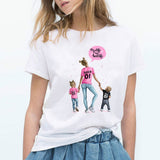 Women T Shirt Mama and Kids Happy Time Holiday Mothers Day Tshirt Gift for Mom Tee T-shirt Good Quality Cotton Casual Camiseta