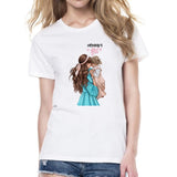 Women T Shirt Mama and Kids Happy Time Holiday Mothers Day Tshirt Gift for Mom Tee T-shirt Good Quality Cotton Casual Camiseta