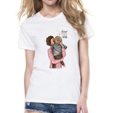 Women T Shirt Mama and Kids Happy Time Holiday Mothers Day Tshirt Gift for Mom Tee T-shirt Good Quality Cotton Casual Camiseta